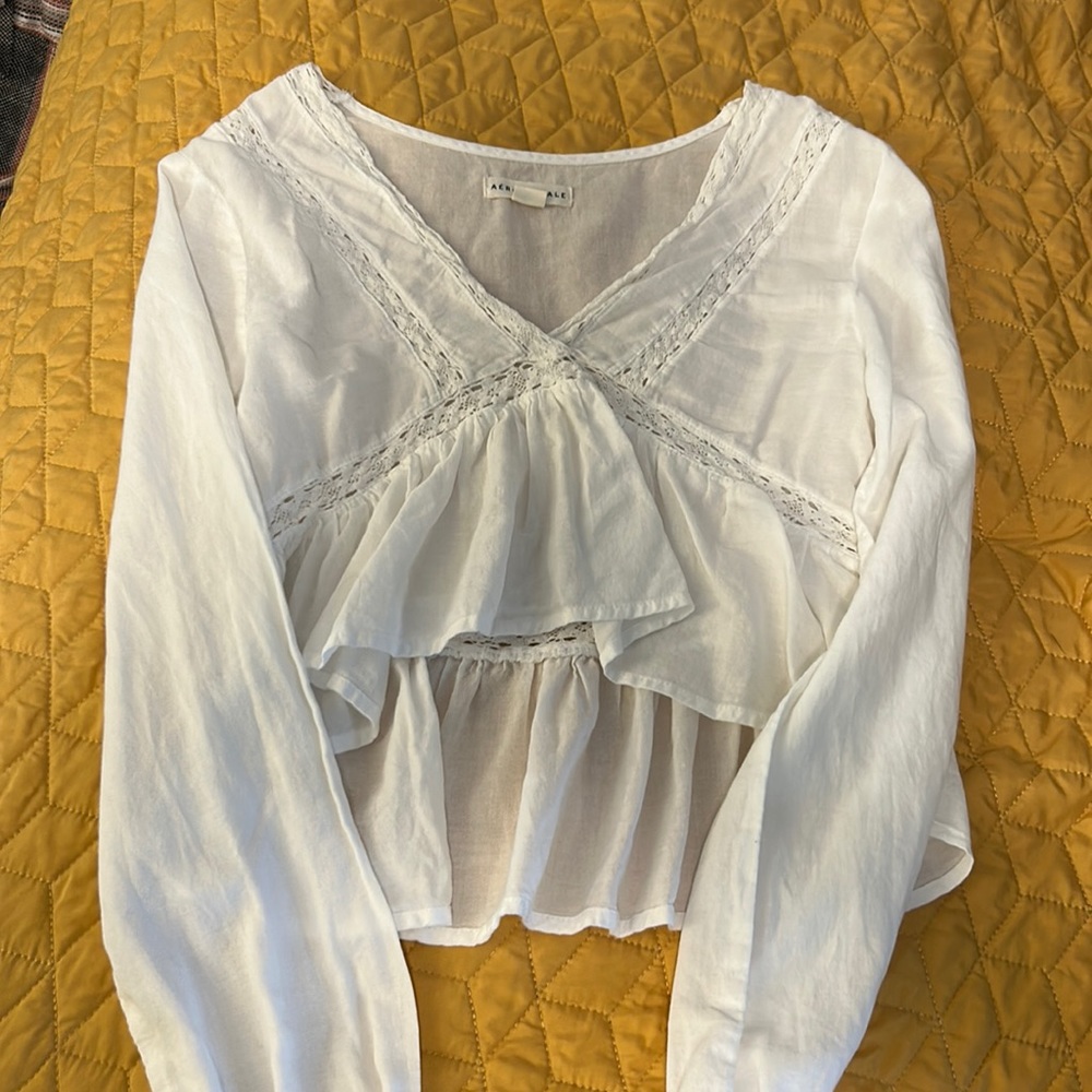 XS Aeropostale White Crop Top Blouse